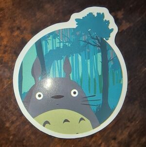 Whimsical Forest Character Sticker - Teal & Olive Totoro Studio Ghibli